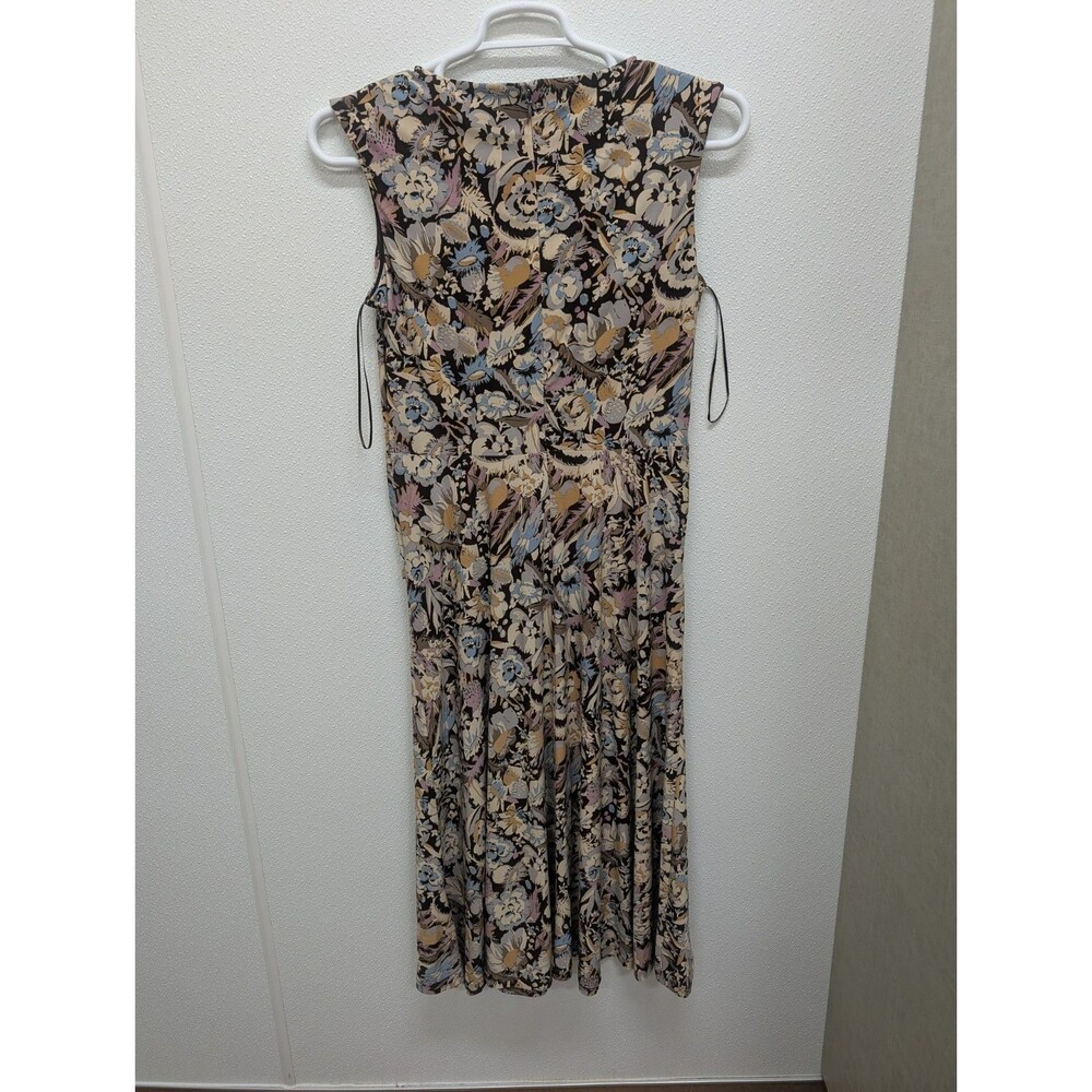 NWOT Ralph Lauren 10 Floral Twist Front Brown Beige Floral Jersey Dress Career - Picture 5 of 7